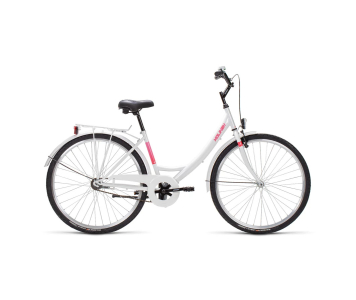 Biketek Jázmin 28 kontrás városi kerékpár Fehér-Rózsaszín