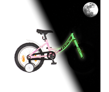 KPC FluoBike Kitty cicás VILÁGÍTÓS 16 rózsaszín fluoreszkáló gyermek kerékpár
