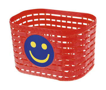 Műanyag kosár gyermekkerékpárra piros-smiley